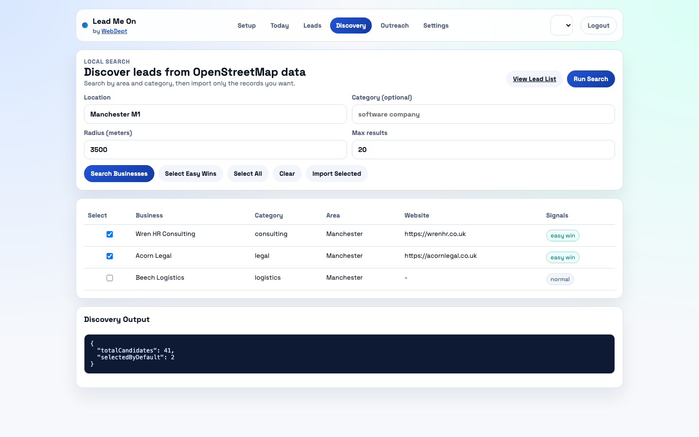 Lead Me On qualification signals screenshot